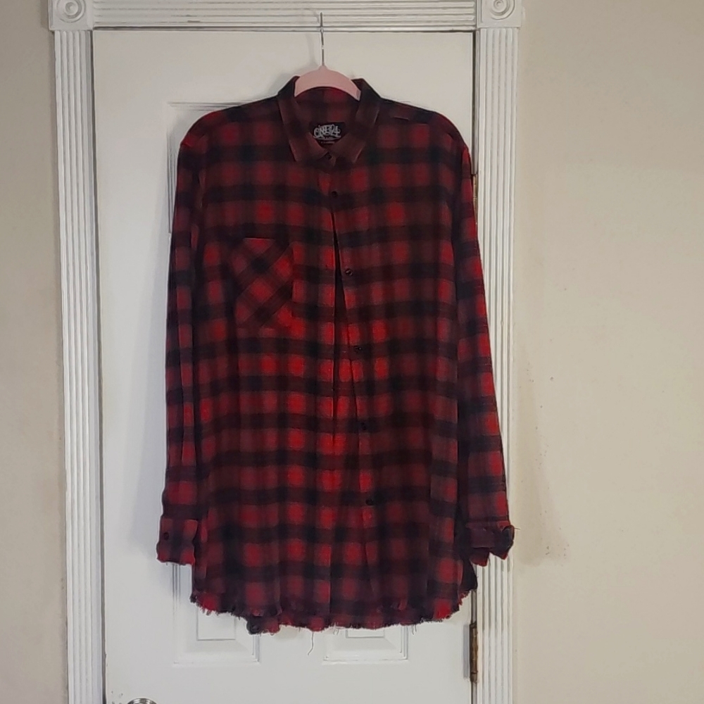 Christmas Plaid Flannel Long Top